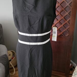 Elegant Black Midi Dress with White Accents